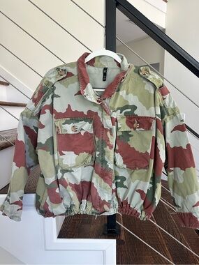 Zara TRF Camouflage Military Utility Jacket Oversized | Size: Medium